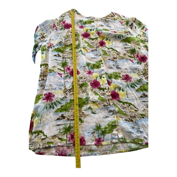 Cynthia Rowley 2X 100% Linen Amalfi Coast Blouse Roll Tab Sleeve Button Down - Picture 6 of 12
